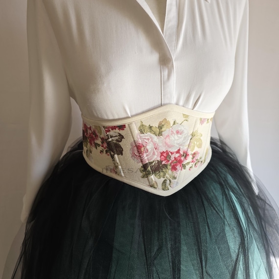 Vintage Floral Underbust Corset Belt with Plastic Boning Scarlet Darkness Corset Belt for Women Renaissance Underbust  main image 4
