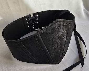 Black Underbust Corset: Renaissance Gothic Waist Cincher