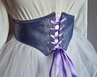 Renaissance Underbust Corset Belt – Lilac Satin Bridal & Medieval Style