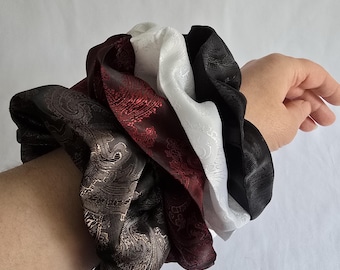 Scrunchie Set of 11 Colors, Paisley Silk Ties Bundle, Soft Luxury Accessories