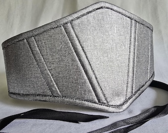 Silver Linen Underbust Corset Belt: Gothic Renaissance Cosplay