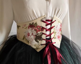 Underbust Corset Belt Renaisance: Cottagecore Style, Floral Prom