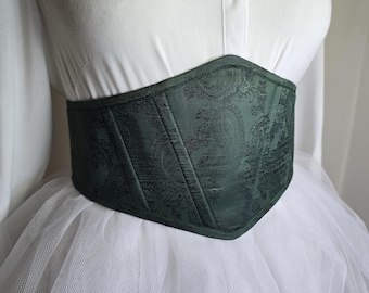 Renaissance Corset Belt Dark Green | Emerald Shine | Cosplay, Wedding, Fantasy Outfit
