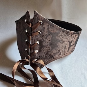 Renaissance Underbust Corset: Shimmering Brown Satin, Medieval Style