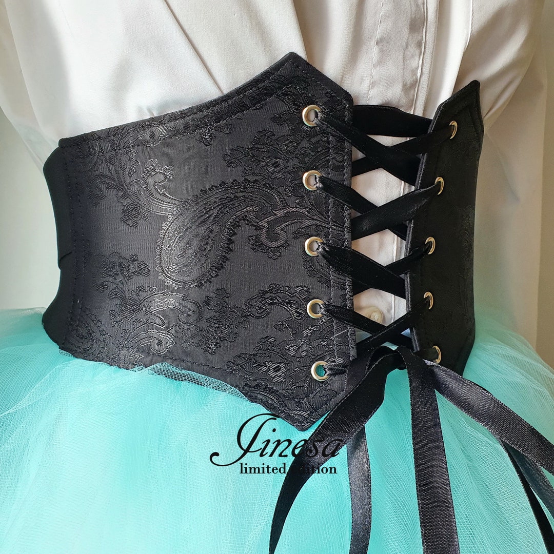 Pirate Corset, Renaissance Corset Black, Gothic Elastic Corset for Wedding,  Cosplay, Gift for Her. 