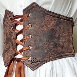 Renaissance corset brown, Pirate corset, Gothic elastic corset, Gift for her image 6