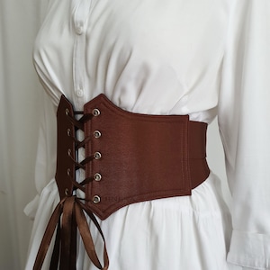 Renaissance Korsett Gürtel elastisch braun, handgefertigtes Piratenkorsett, Geschenk für Sie Bild 7