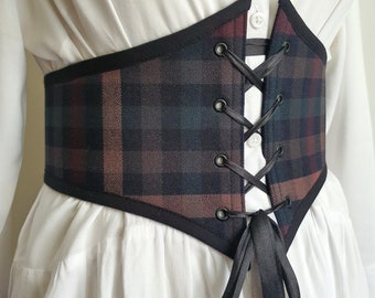 Handmade black tartan corset belt is the perfect addition to your look, gift for her, Limited edition.