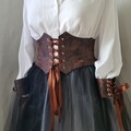 Renaissance Brown Satin Corset: Pirate Gothic Style, Plus Size