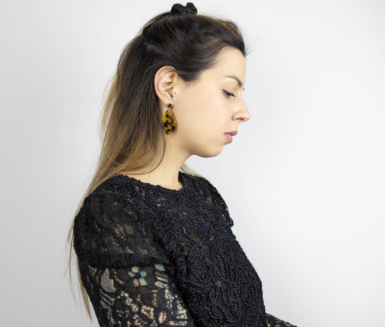 Acrylic Earrings-Plastic Earrings-Plexi Earrings-Square Earrings-Geometric Earrings-Yellow Earrings-Pop Art Earrings-Resin Earrings