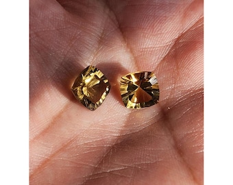VTG matched pair natuurlijke citrien 5,60 CTW gouden kussengeslepen losse edelstenen 9 mm