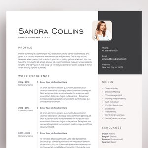 Modern Resume Template for Word, CV Design with Photo
