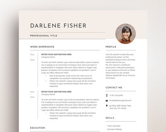 Modello di curriculum con foto, parola curriculum creativo, truccatore,  attore, insegnante, curriculum versione di una e due pagine + lettera di ...