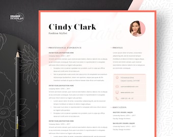 Fashion Stylist Resume Template with Photo, Creative CV (Instant Download)