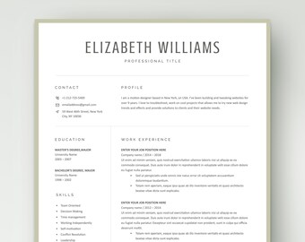 Modern Resume Template Cv Template Cover Letter For Word Etsy