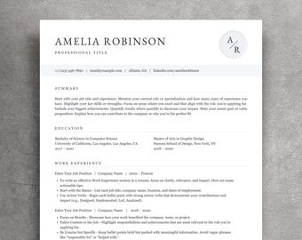 Professional Resume Template: Clean ATS CV Design (MS Word, Pages, Canva)