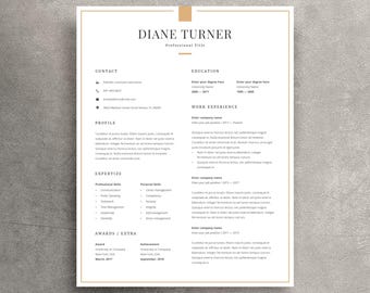 Minimalist Resume Template, Modern CV with Cover Letter (Word)