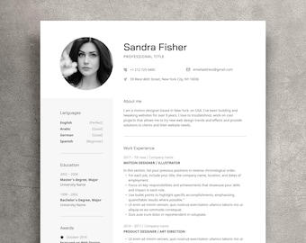 Modern CV-mall med foto, personligt brev (DOCX)