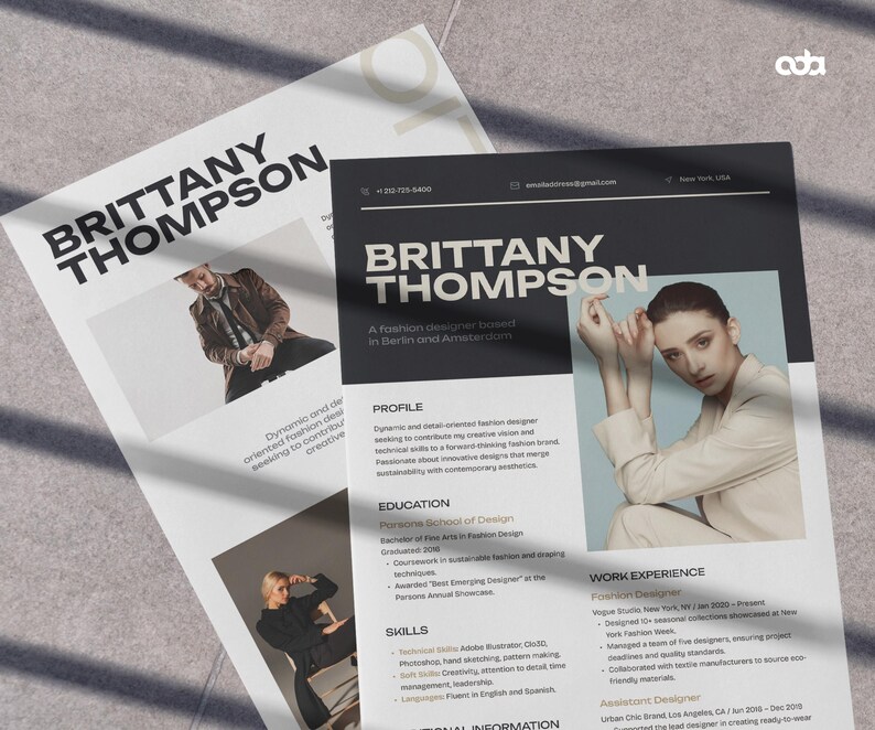 Modern & Creative Resume Template for Actor, Hairstylist, Artist or Designer, Canva Editable CV with Portfolio and Cover Letter, Mac Pages
