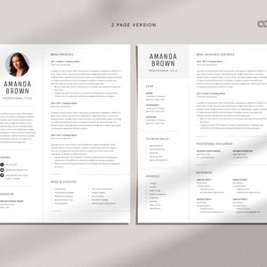 Minimalist Resume Template for Word, Project Manager CV with Photo, Cover Letter, Job Application, Marketing Resume, Teacher CV
