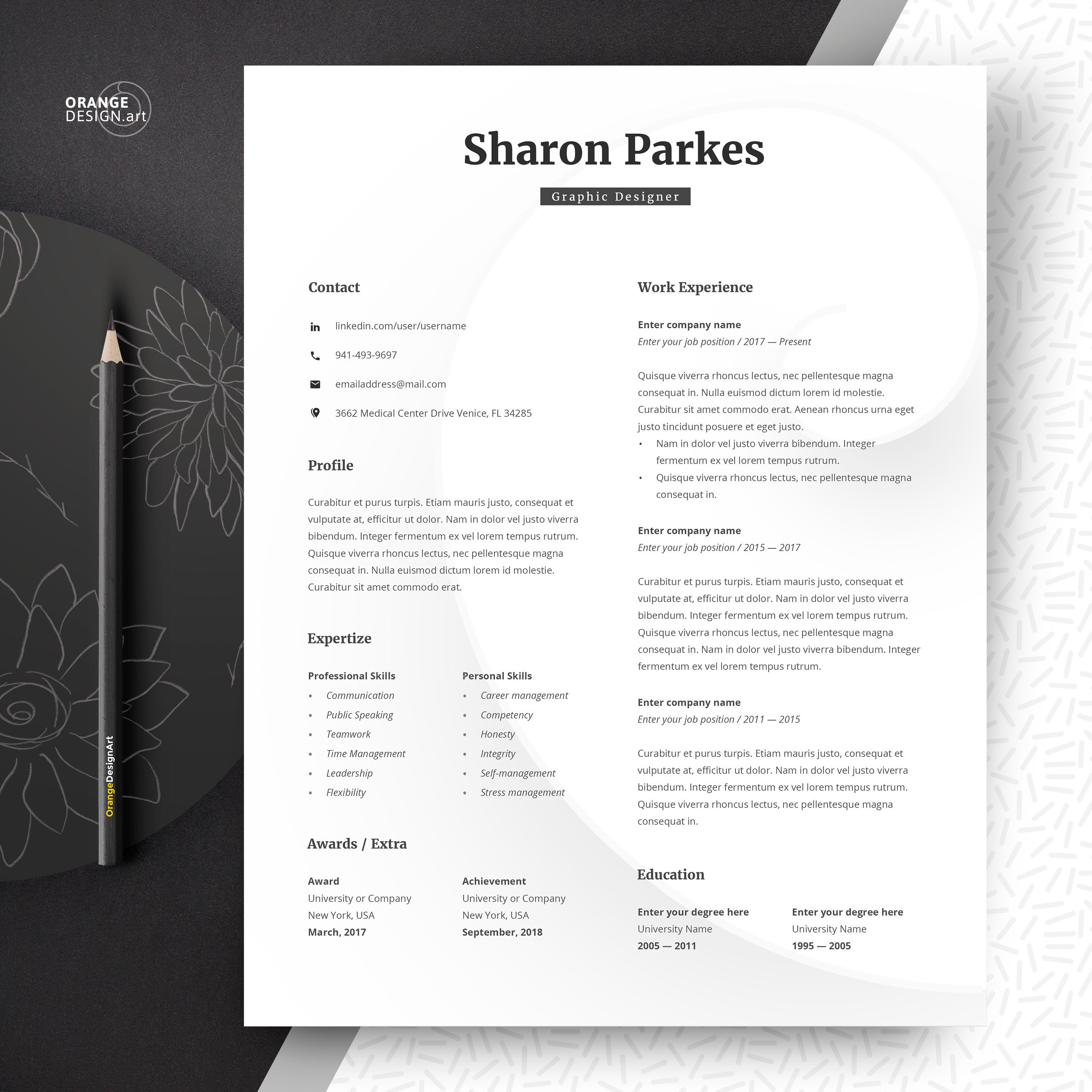 Designer Resume Template for Word Lebenslauf Minimalist - Etsy