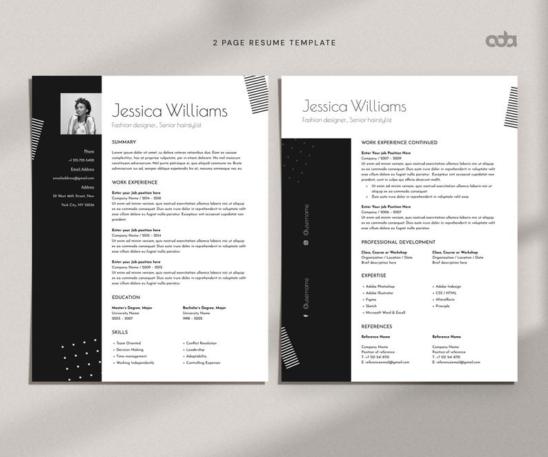 Hairstylist Resume Template Word, Makeup Resume with Photo, Beauty CV template, Professional Resume, Creative & Modern design, Actor Resume
