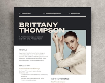 Modern Resume Template: Creative CV with Portfolio (Canva, Word)