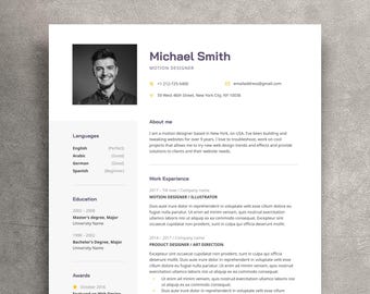Designer CV Resume Template with Photo and Cover Letter (MS Word)