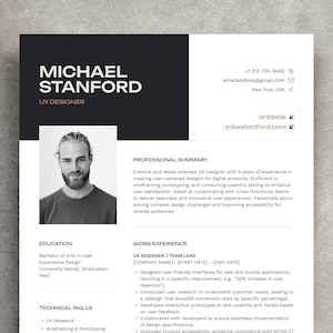 Designer-Lebenslaufvorlage mit Foto, Projektleiter, Datenwissenschaftler Lebenslaufvorlage, Software-Ingenieur, Programmierer Canva Lebenslauf