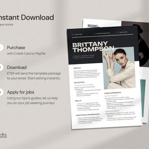 Modern & Creative Resume Template for Actor, Hairstylist, Artist or Designer, Canva Editable CV with Portfolio and Cover Letter, Mac Pages