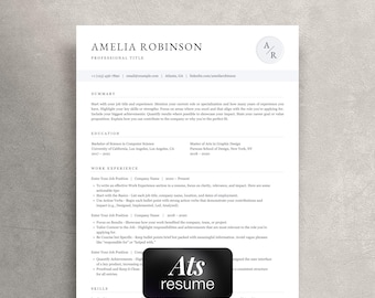 Professional Resume Template: Clean ATS CV Design (MS Word, Pages, Canva)