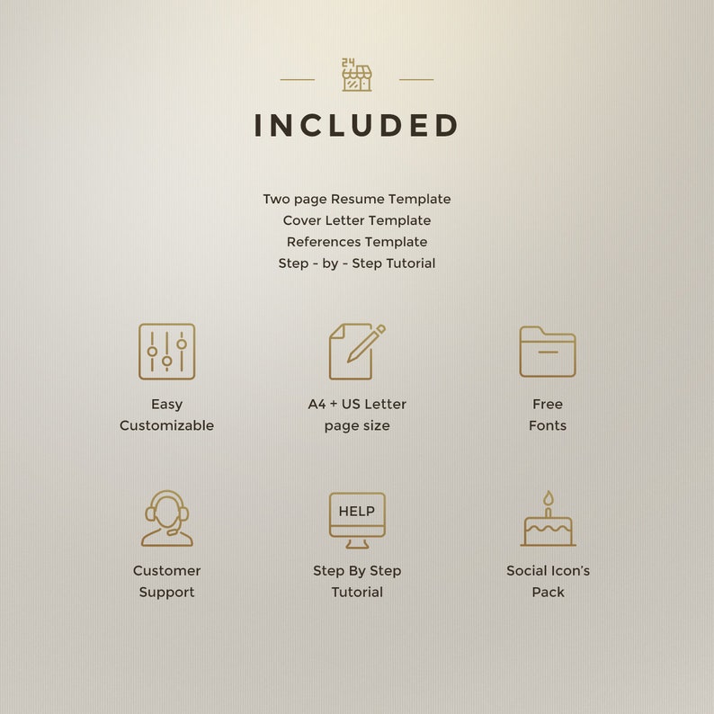 Peut inclure: Un graphique montrant les fonctionnalit&eacute;s incluses dans un pack de mod&egrave;le de CV. Les fonctionnalit&eacute;s incluent&nbsp;: une personnalisation facile, un format A4 et lettre US, des polices gratuites, un support client, un tutoriel &eacute;tape par &eacute;tape et un pack d&rsquo;ic&ocirc;nes de r&eacute;seaux sociaux.
