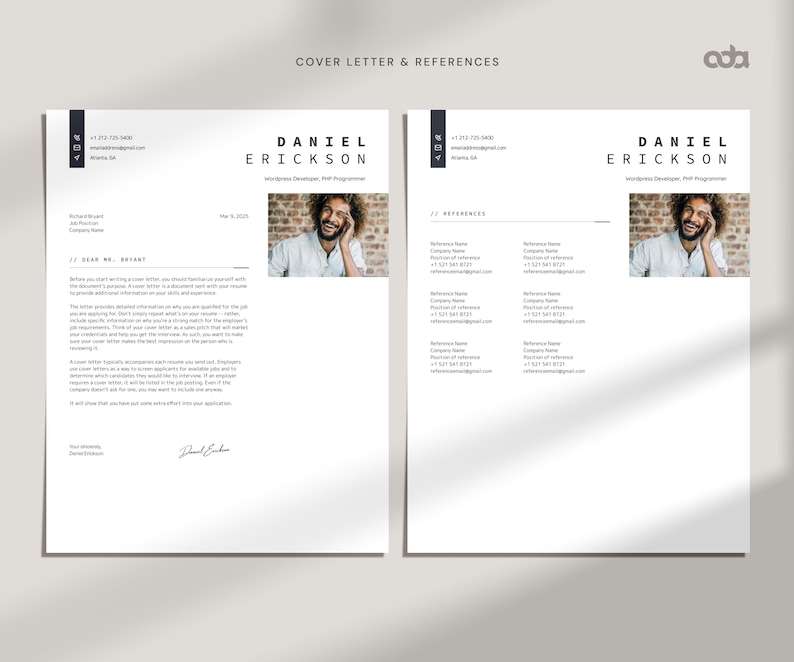 Developer Resume Template with Photo, IT Resume Word Template, Software Resume, Technology CV template, Professional Resume, Designer Resume