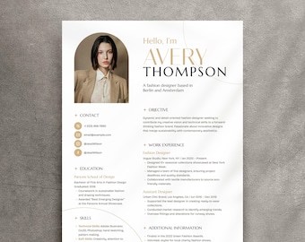 Fashion Designer Resume Template: Modern Creative CV (Canva Editable)