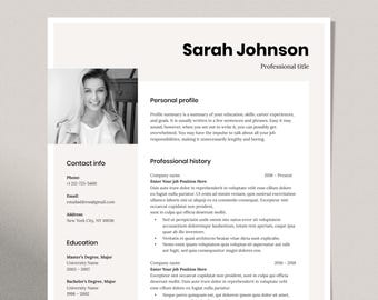 Resume Template, Resume Template Word, Resume With Photo, CV Template, Resume with Cover Letter, Professional Resume Template