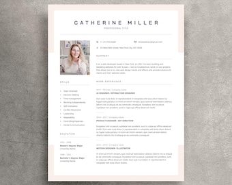 Creative Resume Template with Photo, CV Template for Word & Canva, Stylish CV Template with Modern Design, Beautiful Teacher Resume