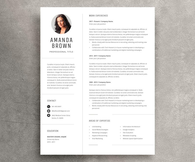Minimalist Resume Template for Word, Cover Letter (DOCX)