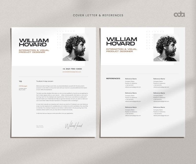 Modern Resume Template for Word and Canva | Creative Resume with photo | Professional CV Template for Designer | Editable Resume