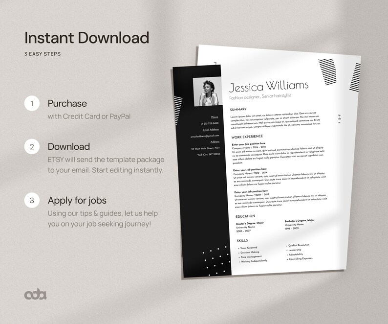 Hairstylist Resume Template Word, Makeup Resume with Photo, Beauty CV template, Professional Resume, Creative & Modern design, Actor Resume