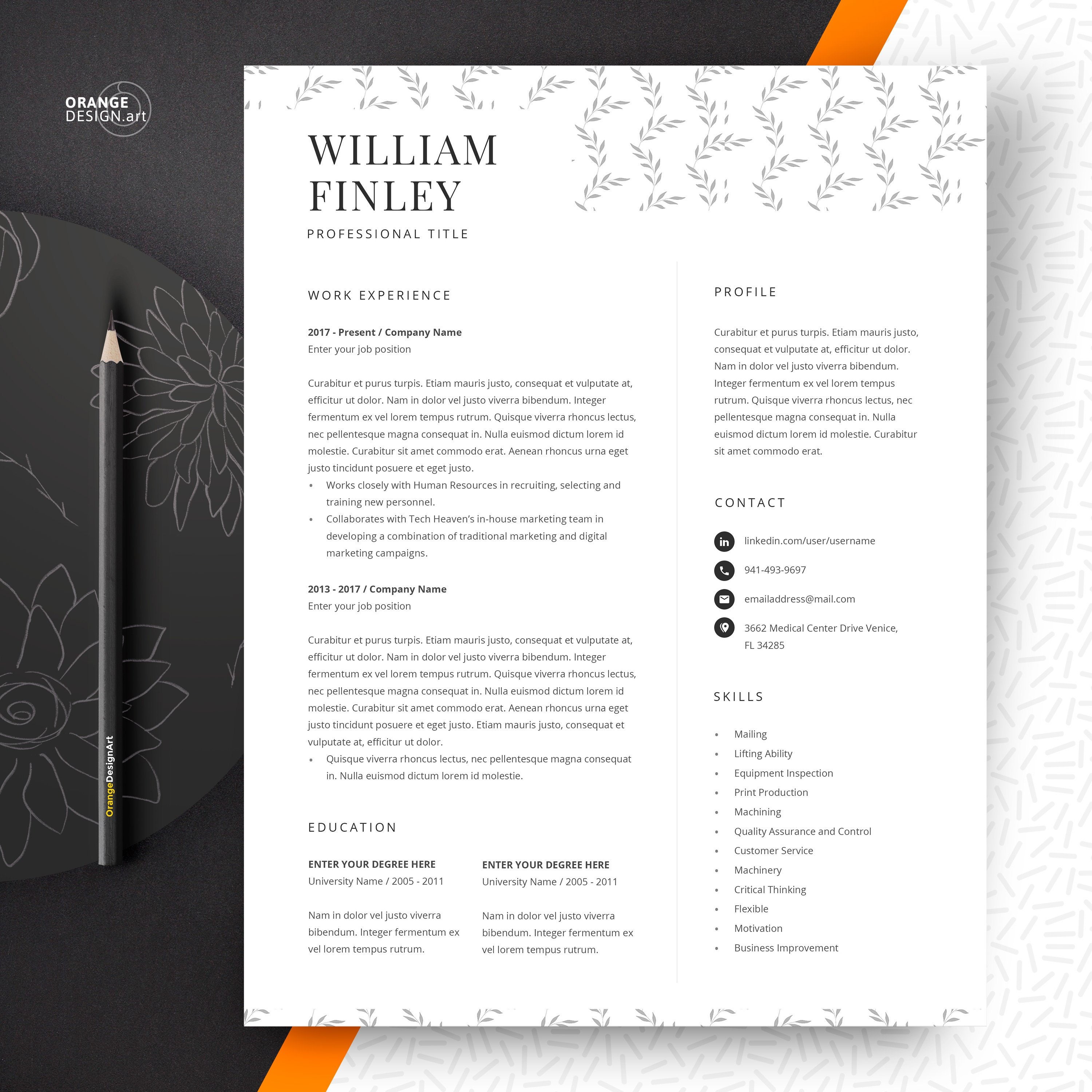 Creative Resume Template for Word Modern CV Resume Professional CV 2 ...