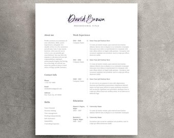 Modern Resume Template for Word, Creative CV Design (DOCx)