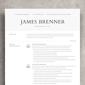 Minimalist Resume Template Word, Professional CV Template with Cover Letter & References, Clean Resume Design, Basic Resume, Standard CV