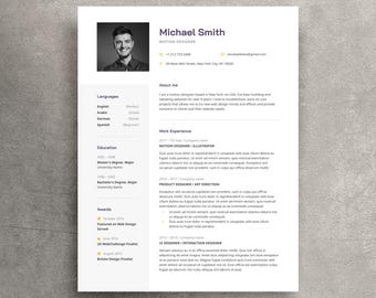 Designer CV Resume Template with Photo and Cover Letter (MS Word)