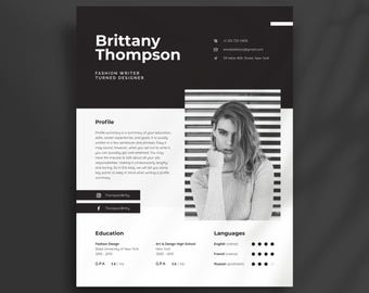 Fashion Resume Template, Modern CV with Cover Letter (DOCX)