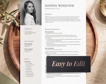 Resume Template with Photo for Word, Canva & Pages, Modern Resume and Cover Letter Template 2026 | Teacher, Nurse CV