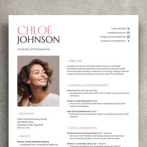 Pink Sorority Resume Template with Photo, Modern Sorority Resume Canva and Pages, Recruitment Resume, Cute Rush Resume Template, High School