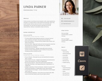 Minimalist Resume Template Word with Photo, Resume Template 2026, Elegant Resume, Cover Letter, CV Template, Modern Resume, Pages