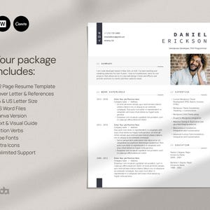 Developer Resume Template with Photo, IT Resume Word Template, Software Resume, Technology CV template, Professional Resume, Designer Resume