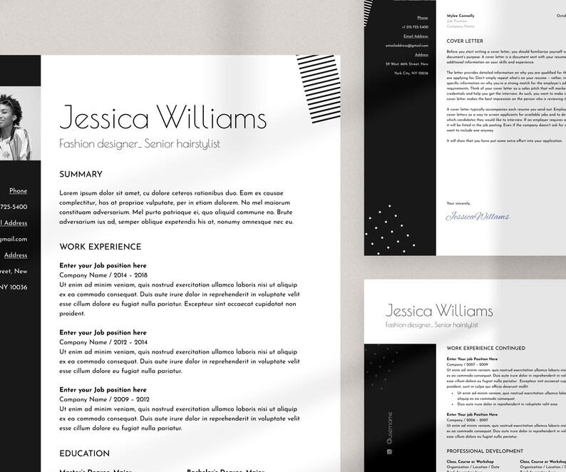 Hairstylist Resume Template Word, Makeup Resume with Photo, Beauty CV template, Professional Resume, Creative & Modern design, Actor Resume
