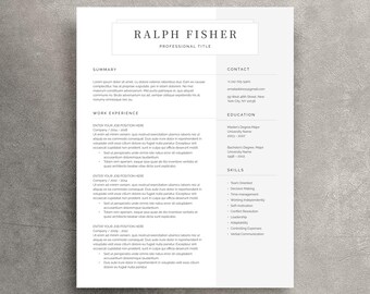Minimalist Resume Template, Modern CV with Cover Letter (DOCx)